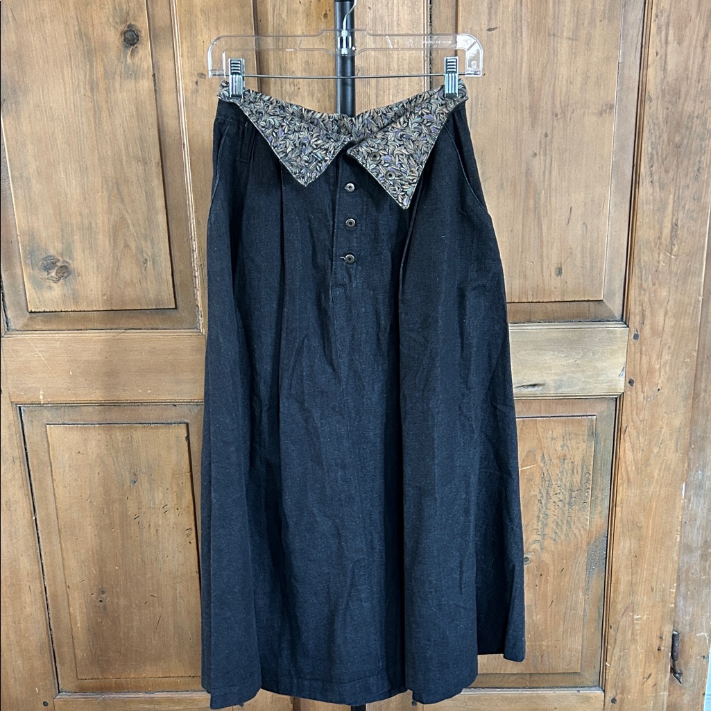 Vintage Panhandle Slim Western Paisley Denim Midi Skirt